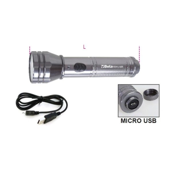 lampes-torches - torche-led-rechargeable-haute-luminosite - 018340075 - beta-tools - Tinsal - Algérie
